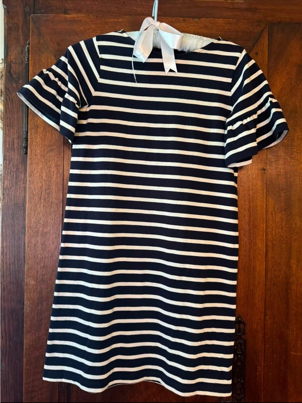 J Crew Crewcuts size 12 Navy and White Striped Short Sleeve Shift Dress